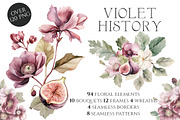 Watercolor Violet History Floral, an Object Illustration by Evgeniia (Thumbnail 1 of 9)