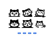 Cute Cat Peek Clipart Set, an Illustration by designvectx (Thumbnail 3 of 3)
