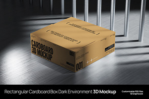 Rectangular Cardboard Box 3D Mockup