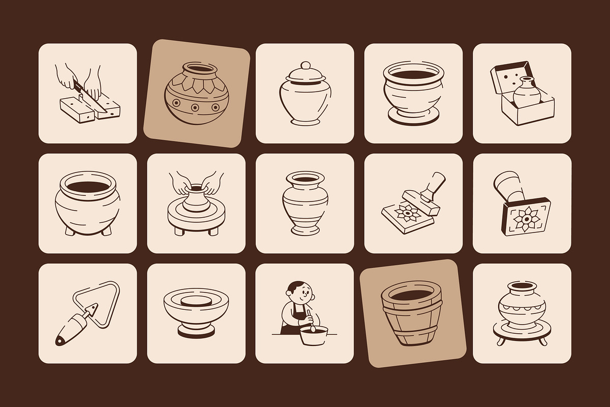 Pottery Doodles Art Set, an Outline Icon by Vectors Market (Photo 6 of 8)