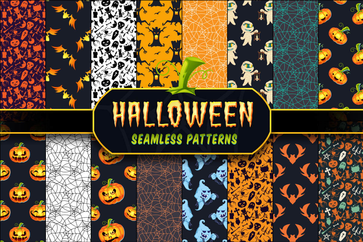 Halloween Seamless Patterns Set 1, a Pattern Graphic by pixaroma