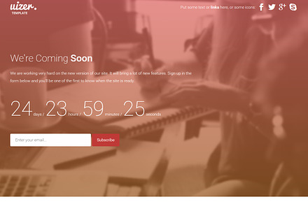 Uizer Bootstrap Coming Soon Template