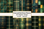 Green and Gold Tartan Patterns, an Illustration by OK Design (Thumbnail 1 of 3)