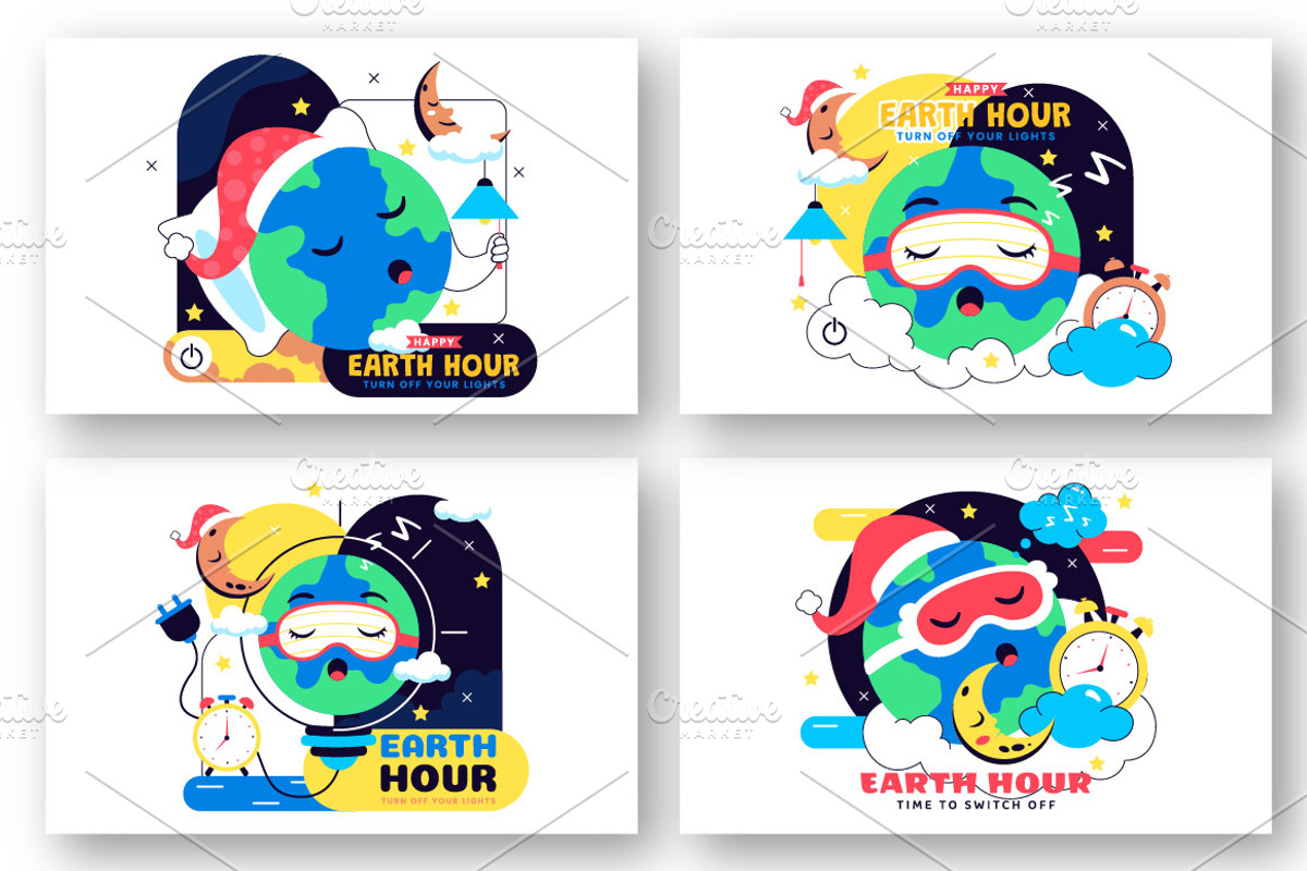 10 Happy Earth Hour Day Illustration, a Person Illustration by denayunebgt (Photo 3 of 4)