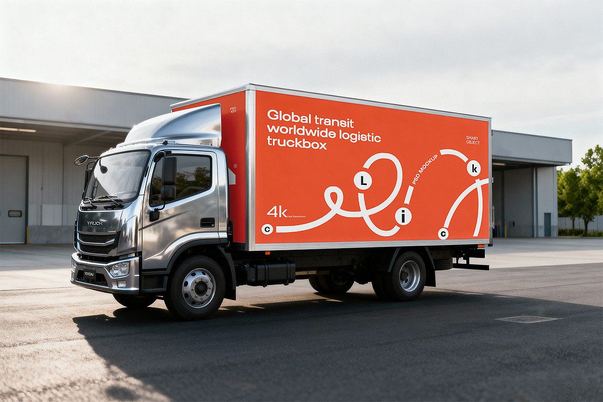 Box Truck Branding Mockup, an Advertising Mockup by RamStudio2 (Photo 3 of 15)