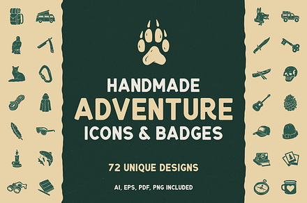 72 handmade adventure icons & badges, an Icon by FrostyRayDesign