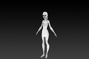 Cartoon Girl 3D Model