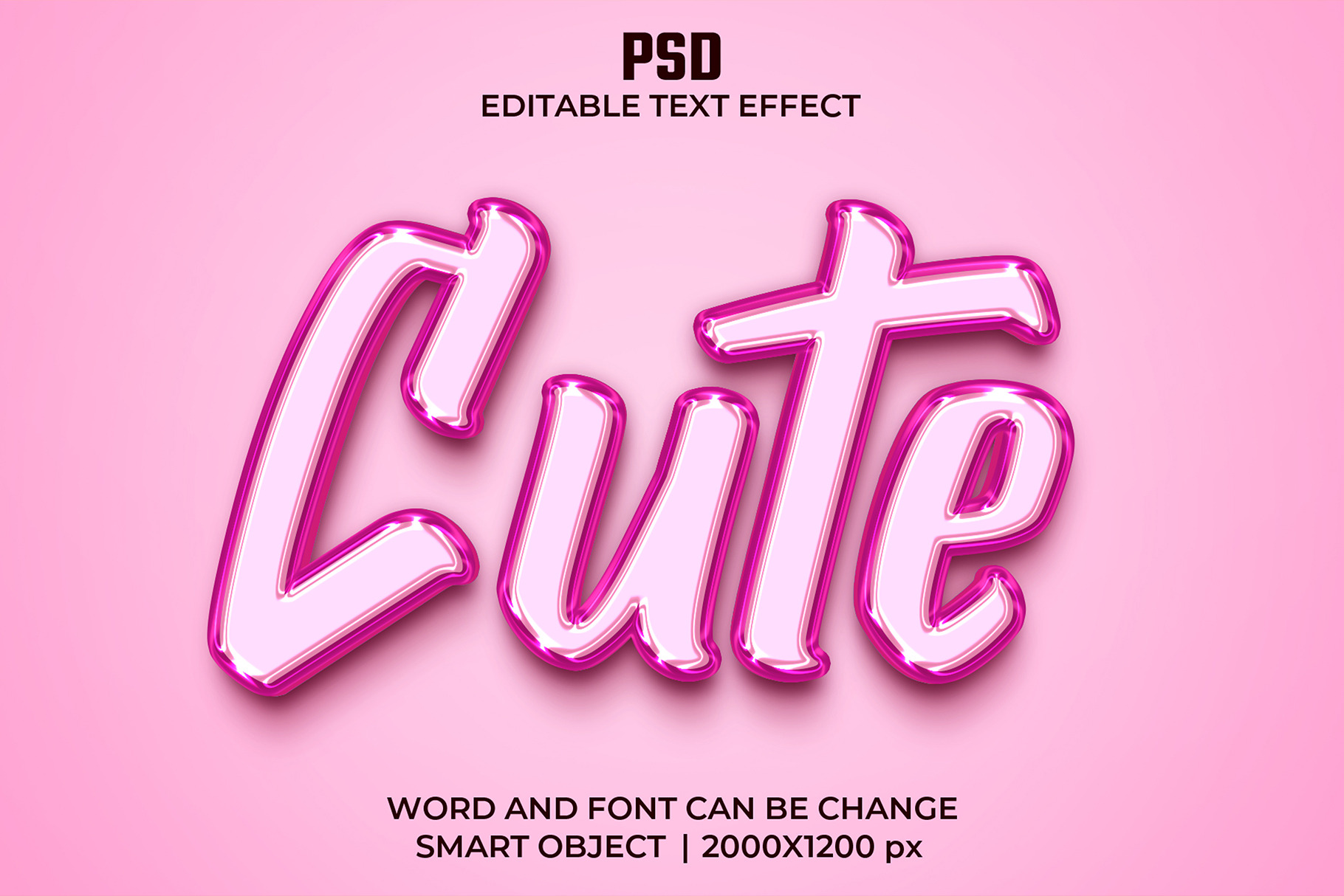 Cute 3d Editable Psd Text Effect | Layer Styles ~ Creative Market