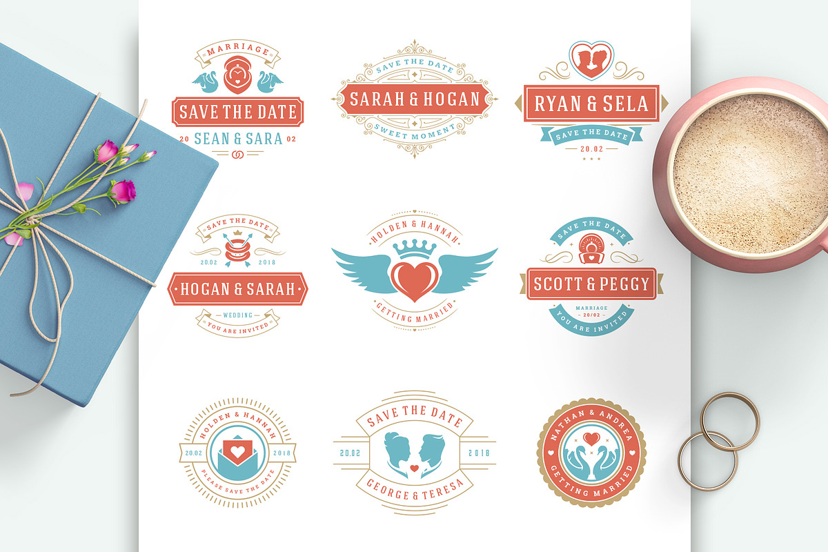 18 Wedding Logos and Badges, a Branding & Logo Template by Vasya Kobelev (Photo 9 of 15)