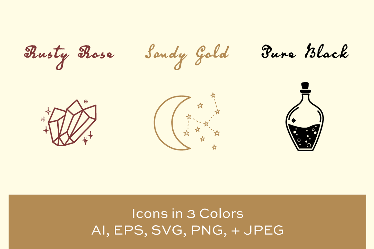 Mystical + Magic Icon Set + Patterns, a Graphic by kittyShark Creative (Photo 3 of 6)