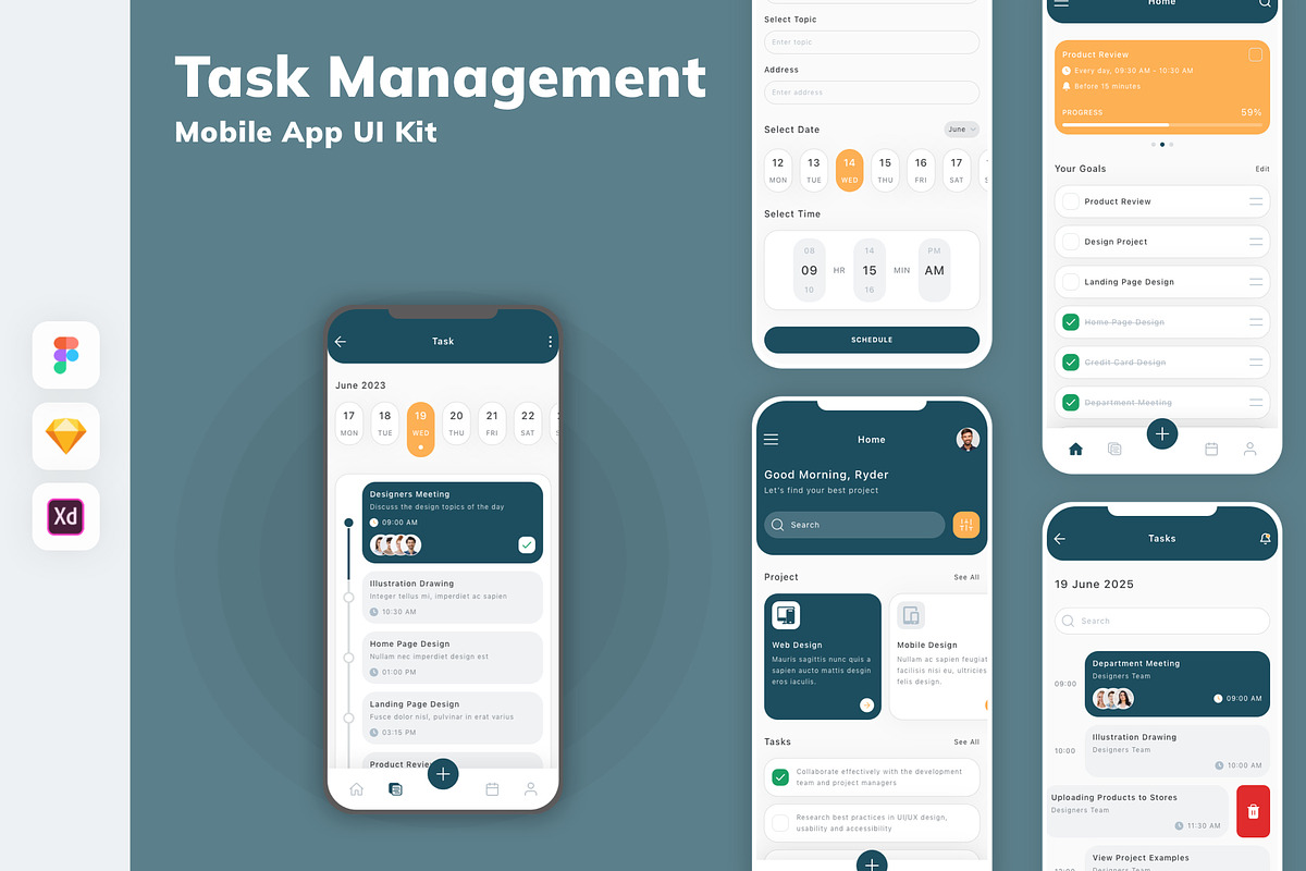 Task Management Mobile App UI Kit, an UI Kit Template by uicube