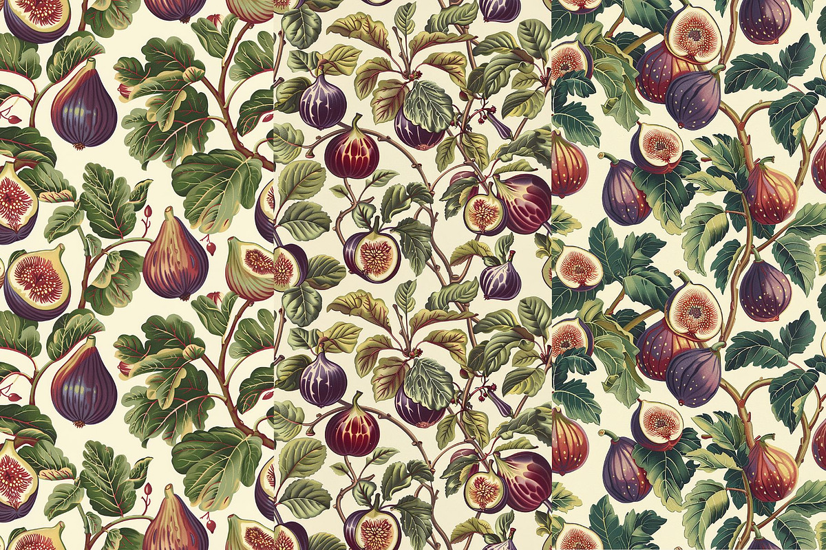 8 Figs and Leaves Seamless Patterns, a Pattern Graphic by Inknfolly (Photo 3 of 5)