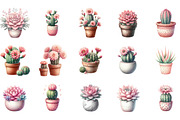 Pink Cactus and Succulents Clipart, an Illustration by Designking (Thumbnail 2 of 5)