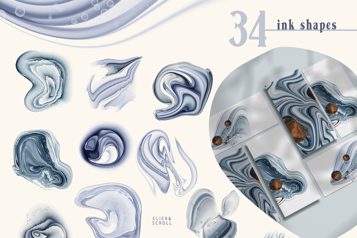 Winter alcohol ink and line art set, a Texture Illustration by Tiana Geo (Photo 9 of 15)