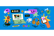 Podcast, music recording items set, a Technology Illustration by Good Studio (Thumbnail 5 of 8)