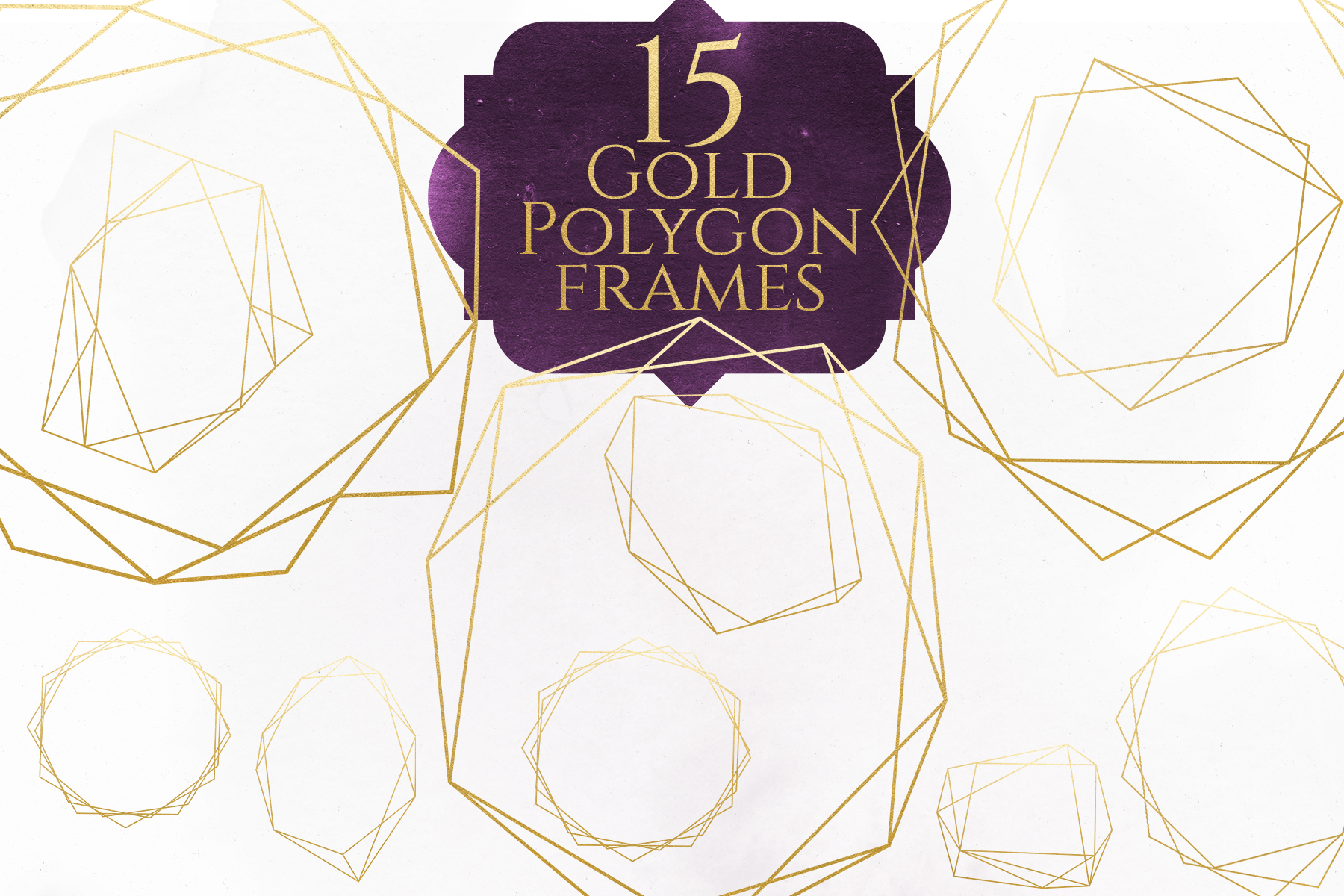 Gold Polygon Frames, an Object Graphic by Dream in Watercolor
