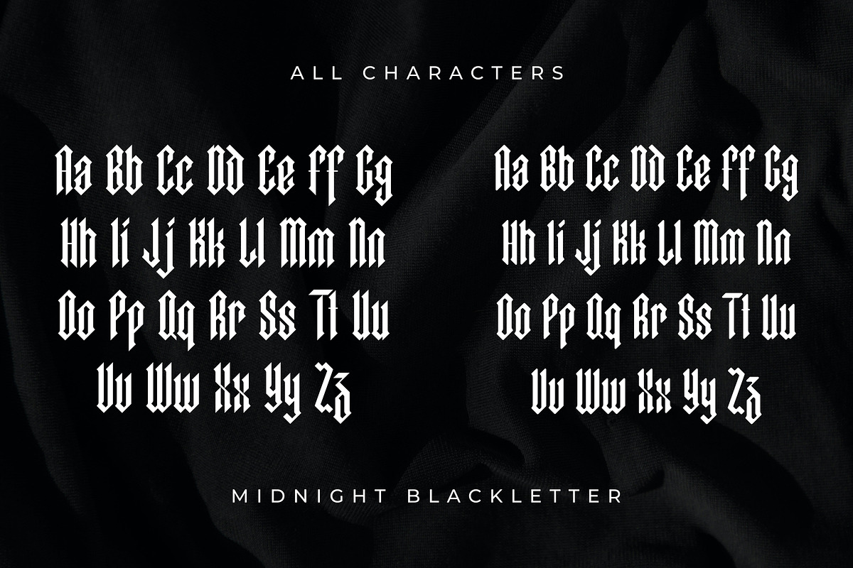 Midnight Blackletter Display Font, a Blackletter Font by MenkType Studio (Photo 4 of 6)