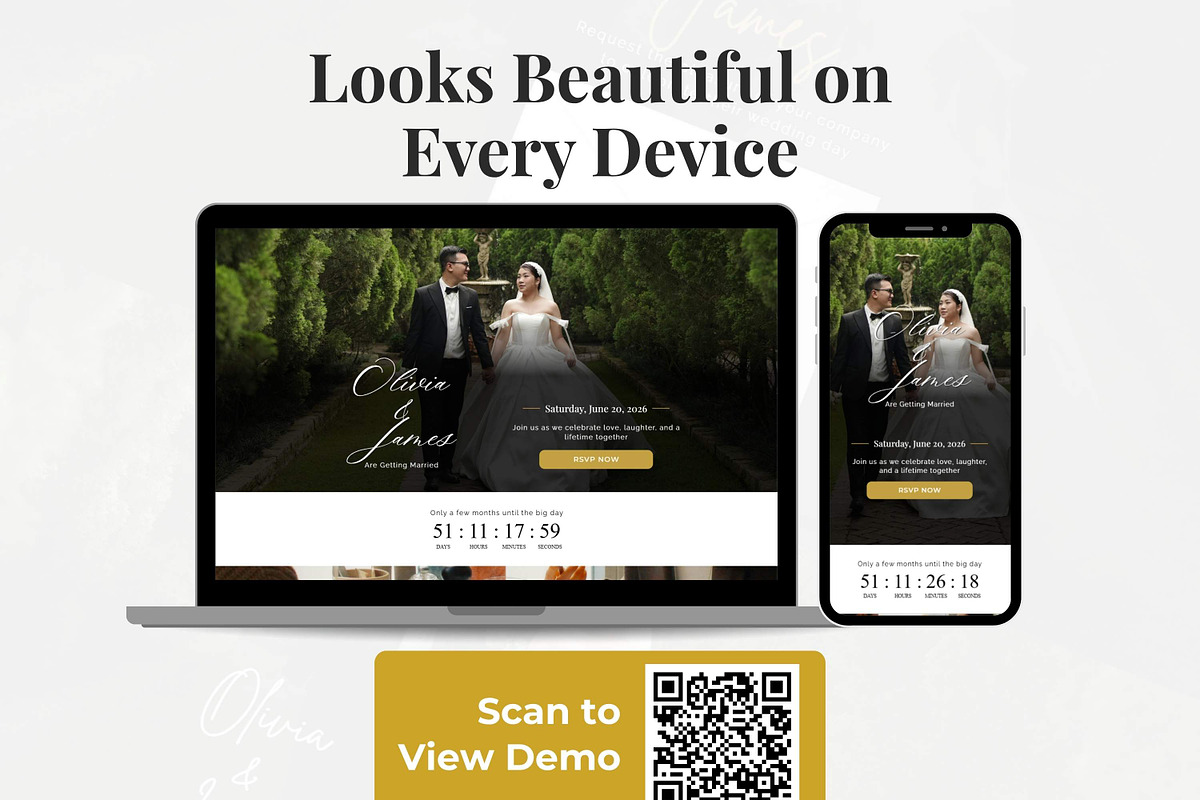 Black Gold Wedding Website Template, a Landing Page Template by Everyday Perfection (Photo 4 of 10)