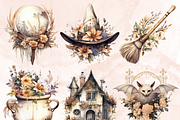 Watercolor Boho Witch Clipart, a Person Illustration by GiraffeCreative (Thumbnail 6 of 9)