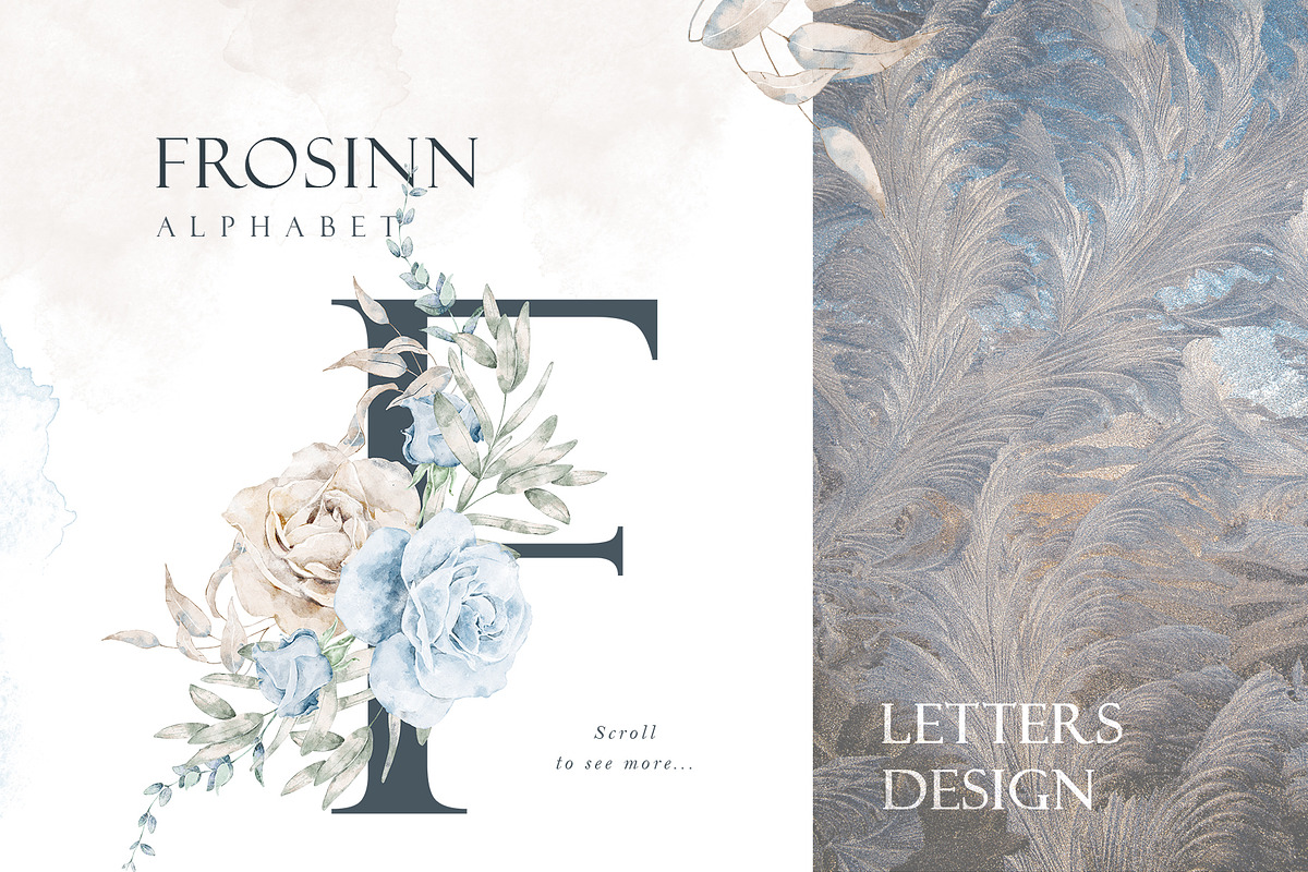 Watercolor dusty blue floral clipart, an Illustration by MariGraphic boutique (Photo 6 of 9)