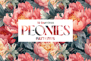10 Watercolor Peonies Patterns, a Pattern Graphic by Motifs (Thumbnail 5 of 12)