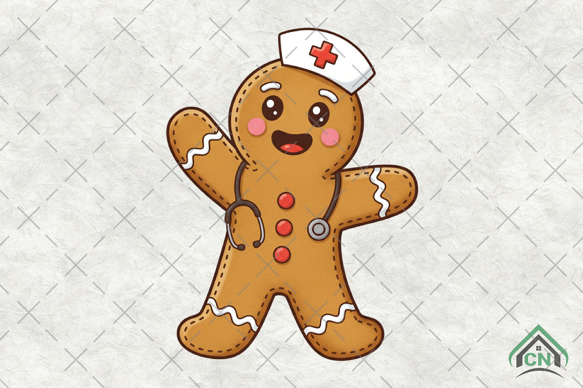 Gingerbread Christmas Nurse Doctor, an Illustration by Craft Nest (Photo 1 of 6)