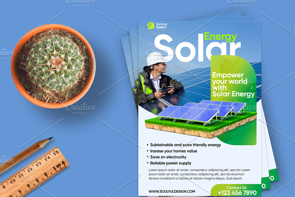 Solar energy flyer template, a Flyer Template by Soulfuldesignstudio (Photo 1 of 4)