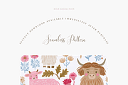 Highland Cow Seamless Pattern PNG, a Pattern Graphic by Pati Charm Studio (Thumbnail 2 of 6)