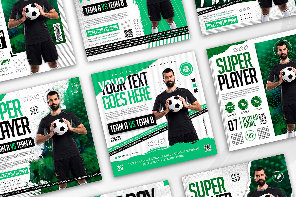 Football Sports Social Media Pack, a Social Media Template by Abdul Studio (Photo 5 of 5)