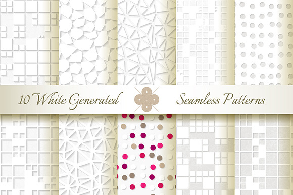 10 Seamless Generated White Patterns