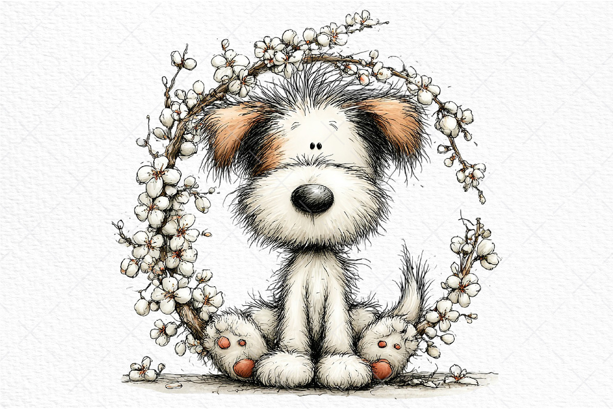 Whimsical Spring Dog Clipart PNG, an Illustration by Craft Nest (Photo 11 of 11)