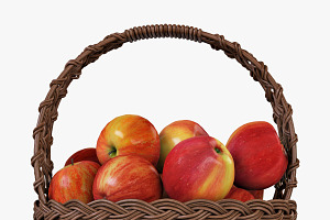 Wicker Basket 04 Set With Apples