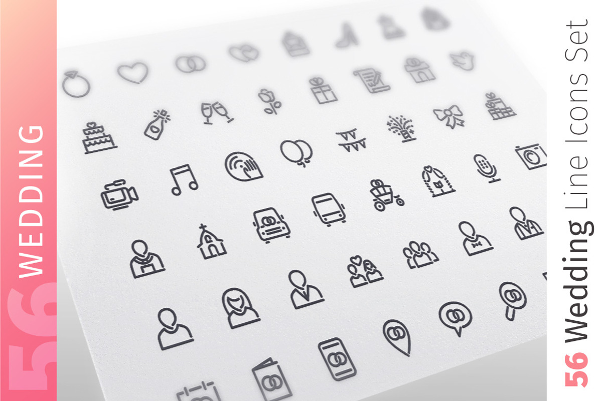 Wedding Line Icons Set, an Outline Icon by Voysla's Shop (Photo 1 of 4)