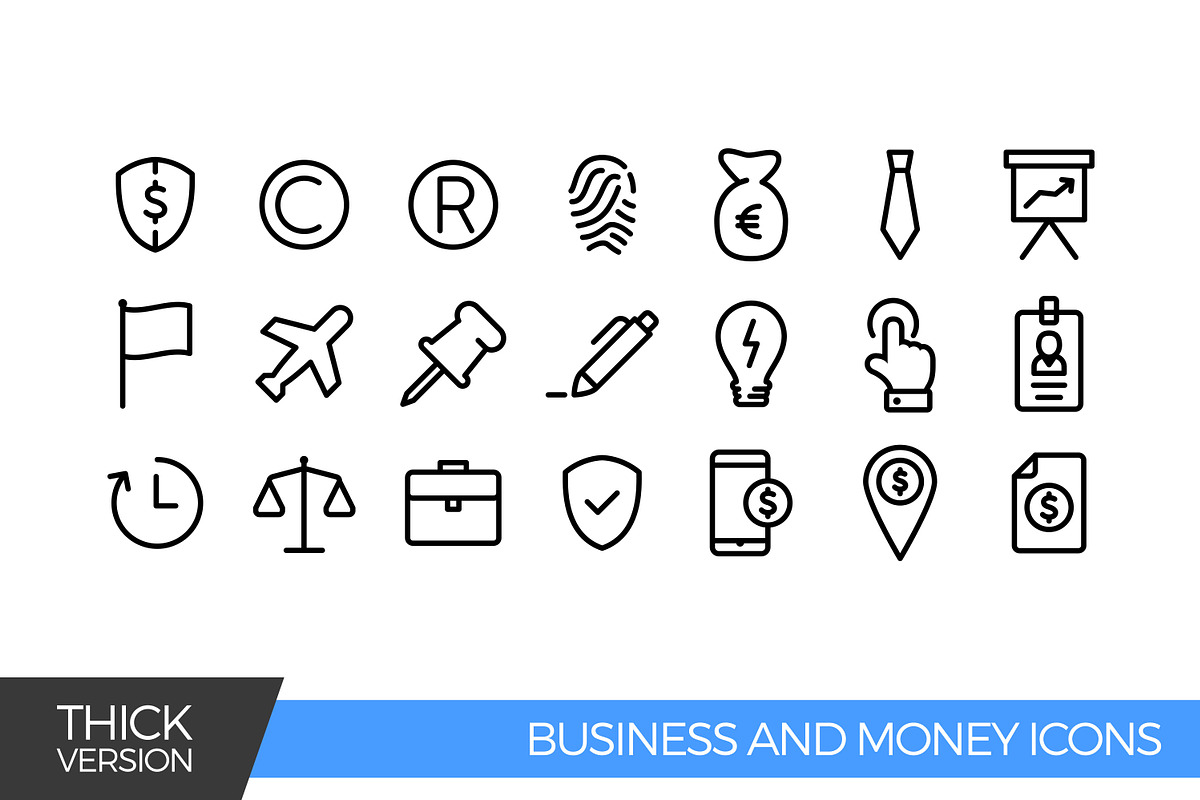 Business and money thick icons preview 2