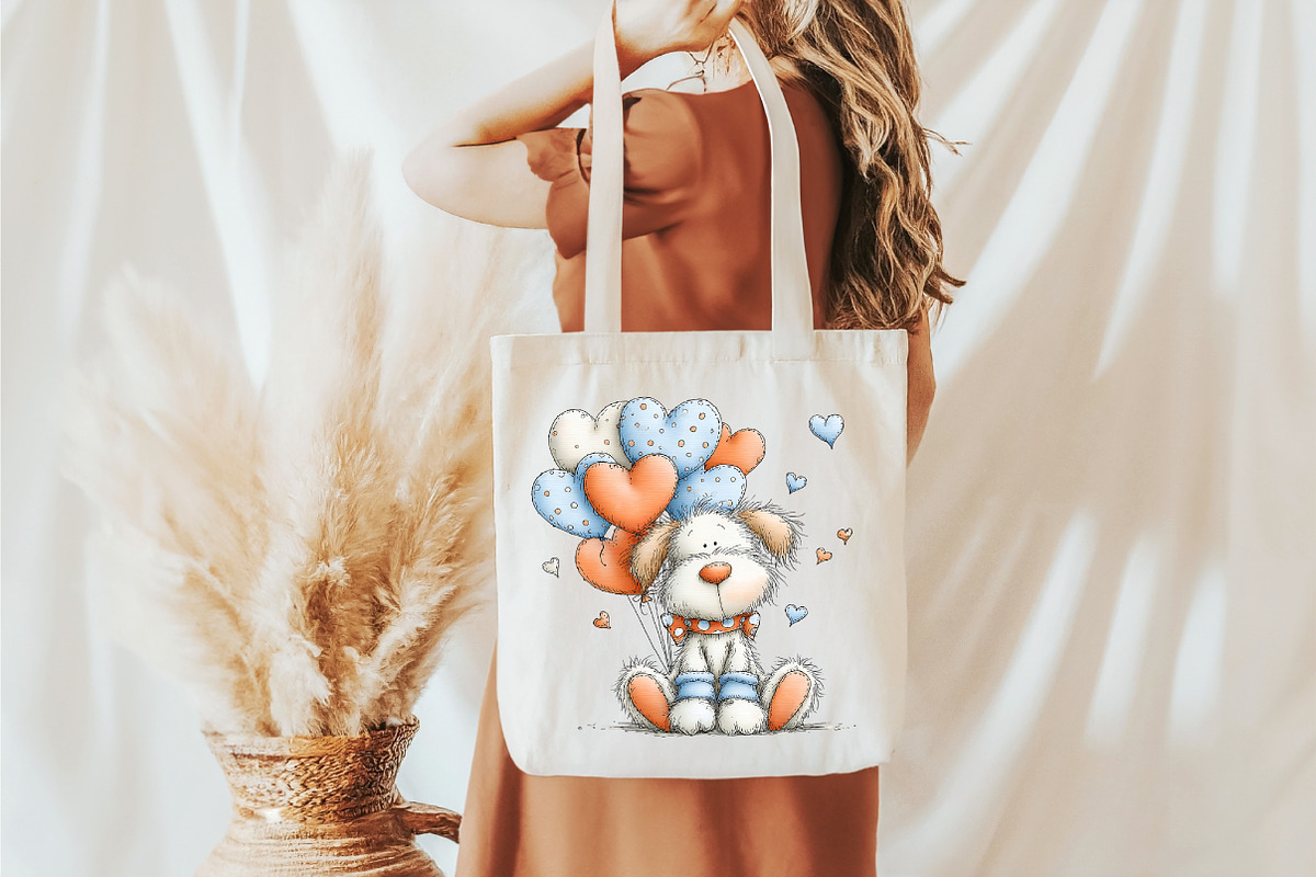 Whimsical Valentine Fluffy Dog Clipa, an Illustration by designcity5 (Photo 4 of 5)