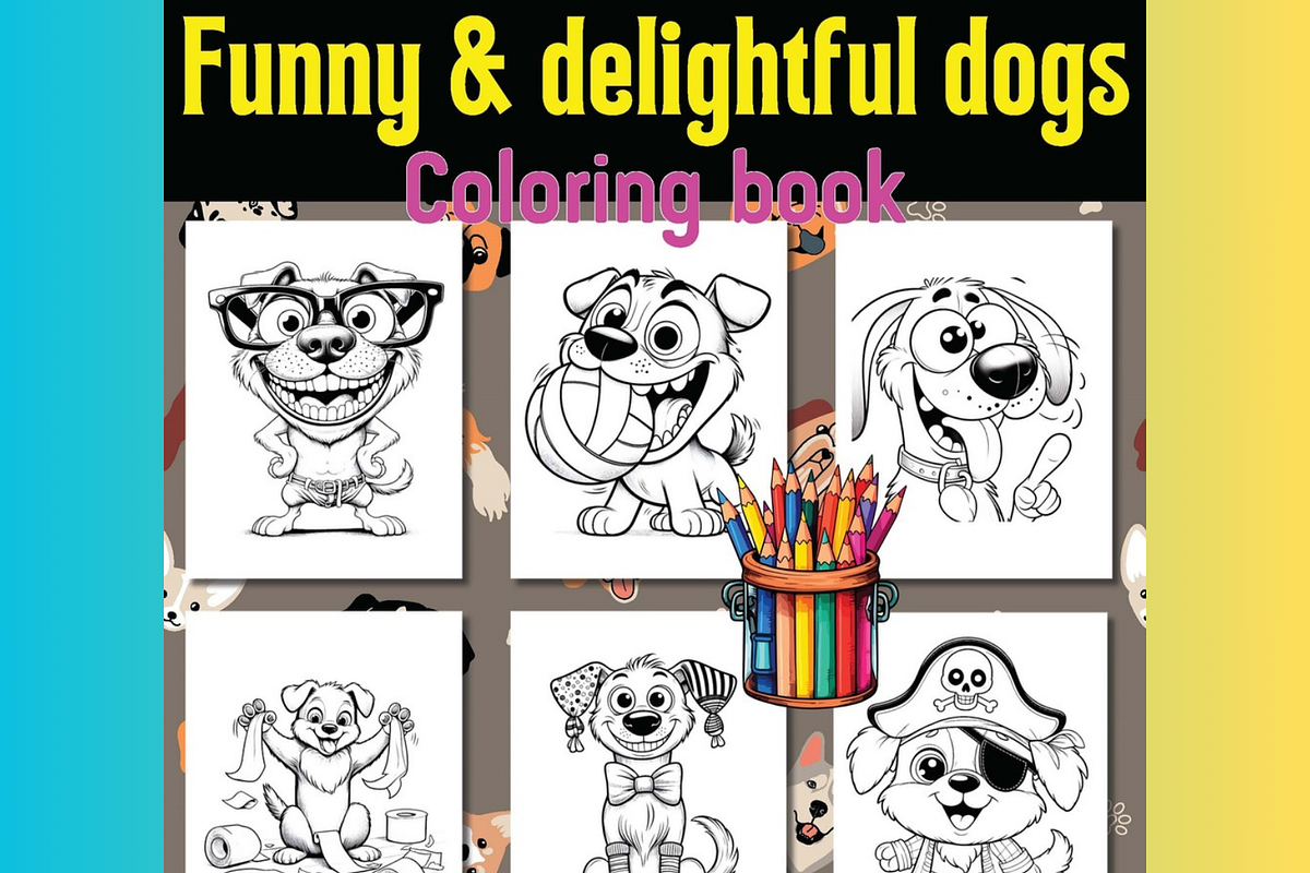 Funny dogs coloring book for kids, an Animal Illustration by Sourcedigi (Photo 1 of 3)