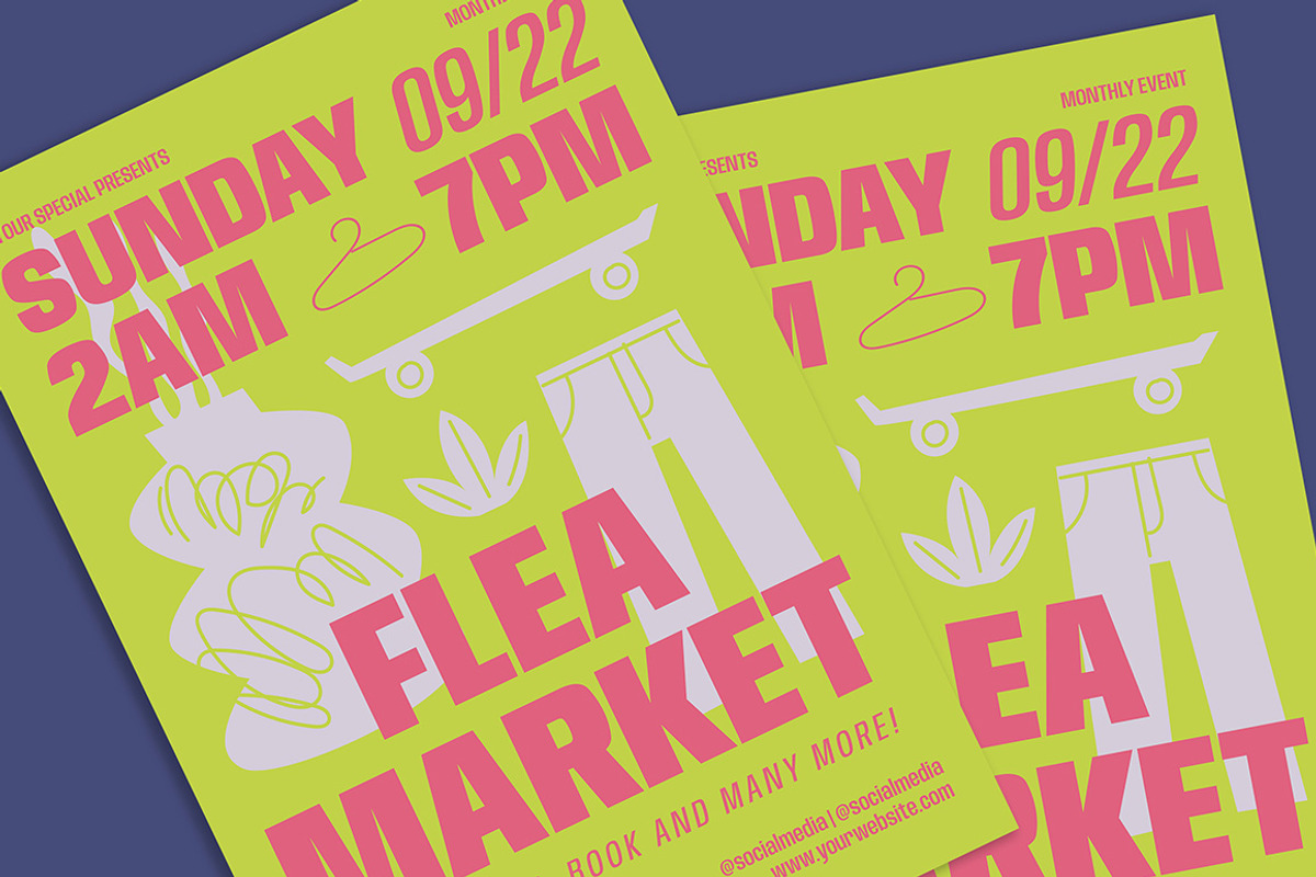 Bold Modern Flea Market Flyer, a Flyer Template by Gumico Studio. (Photo 2 of 3)