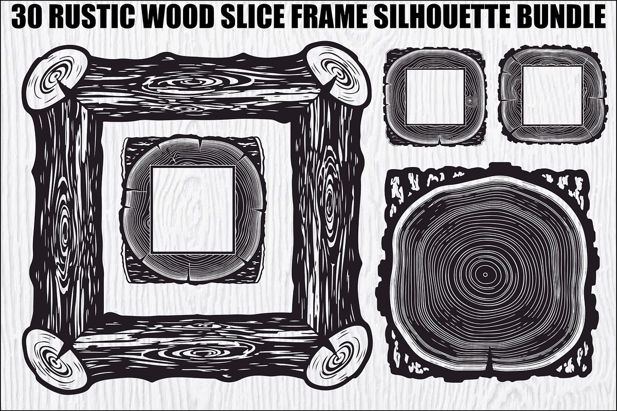 Rustic Wood Slice Frame Bundle, an Illustration by yasushie (Photo 1 of 31)