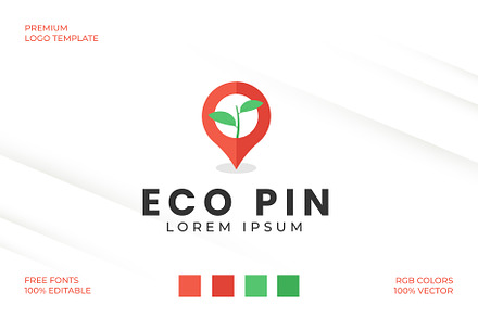 Eco Location Pin Logo Template