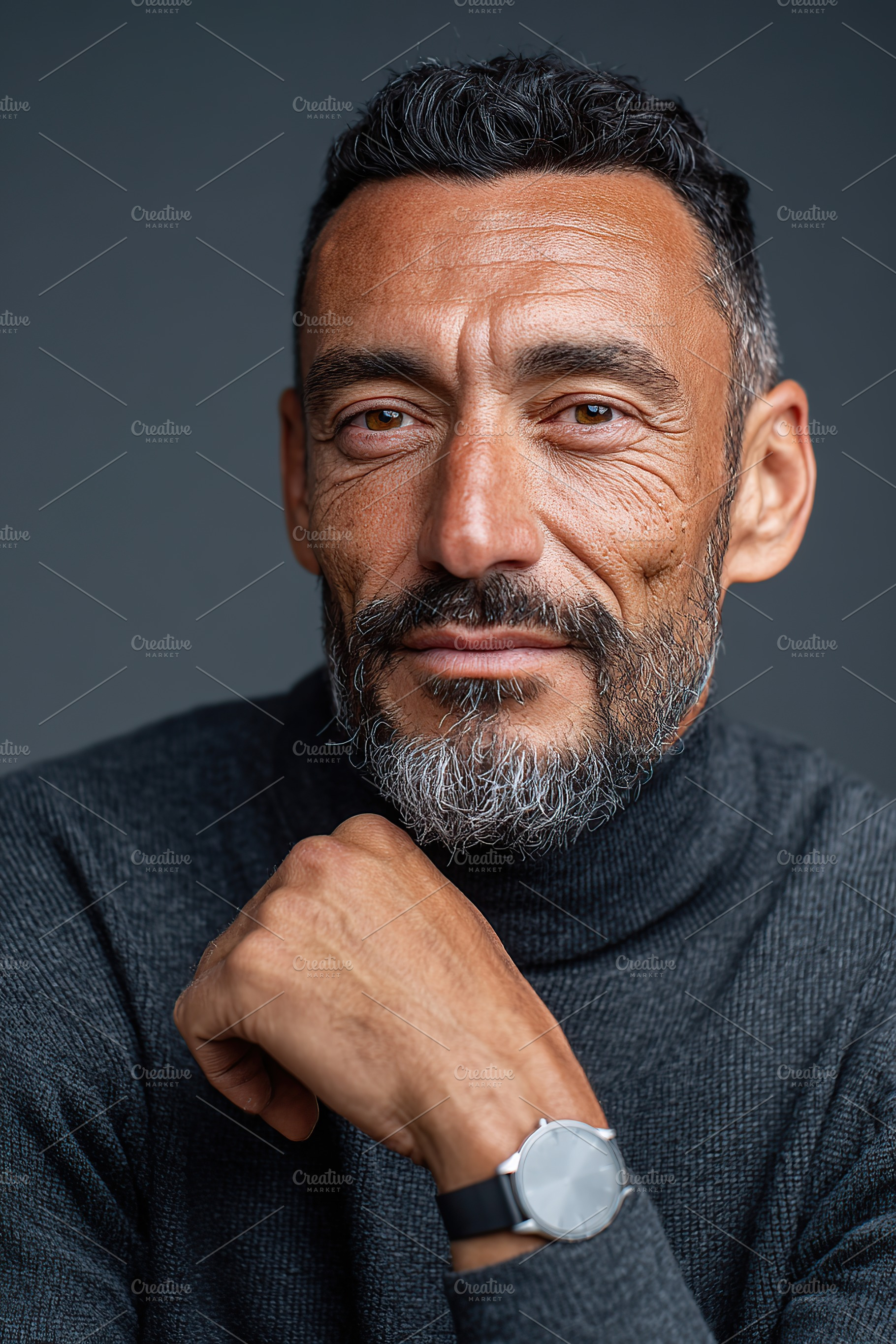 Confident mature man in turtleneck sweater, a Person Photo by AlyaAnd