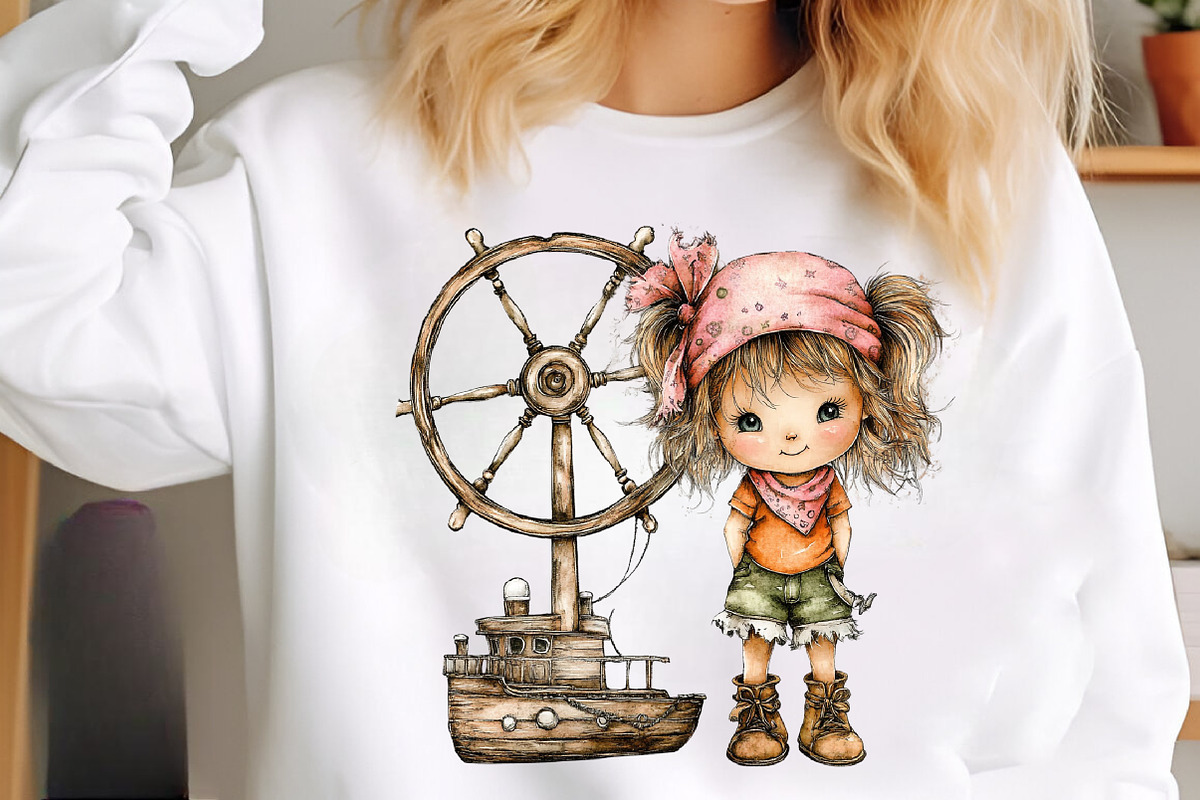 Nautical Sailor Girls Clipart Bundle, an Illustration by SinaCreation (Photo 8 of 9)