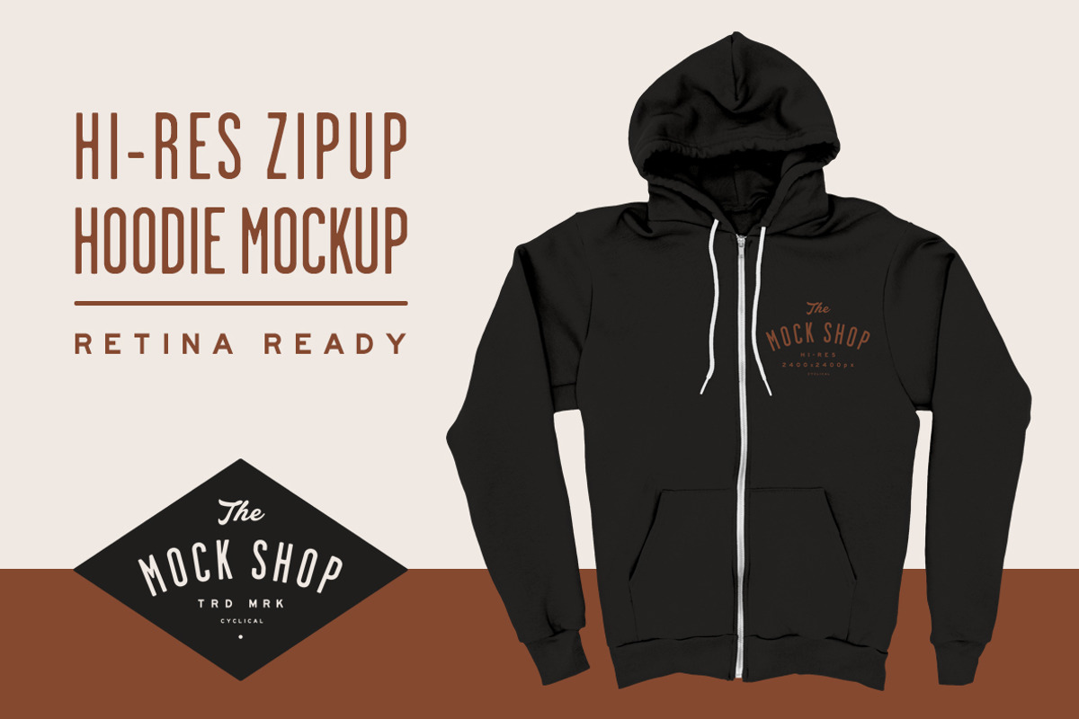 TMS Pro: Zipup Hoodie, a Shirt Mockup by The Mock Shop (Photo 1 of 3)