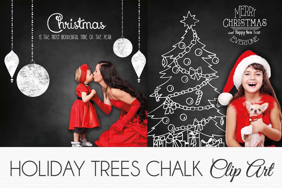 PHOTO HOLIDAY TREE CHALK CLIPART, an Illustration by Artfanaticus (Photo 1 of 4)