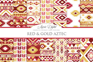 Red & Gold Boho Seamless Pattern, a Pattern Graphic by Avenie Digital