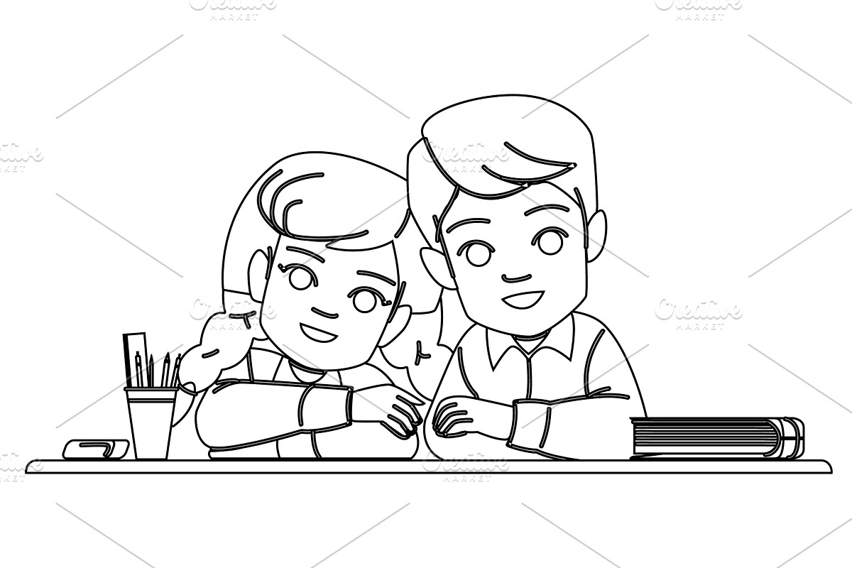 school children in a classroom, an Education Illustration by pikepicture