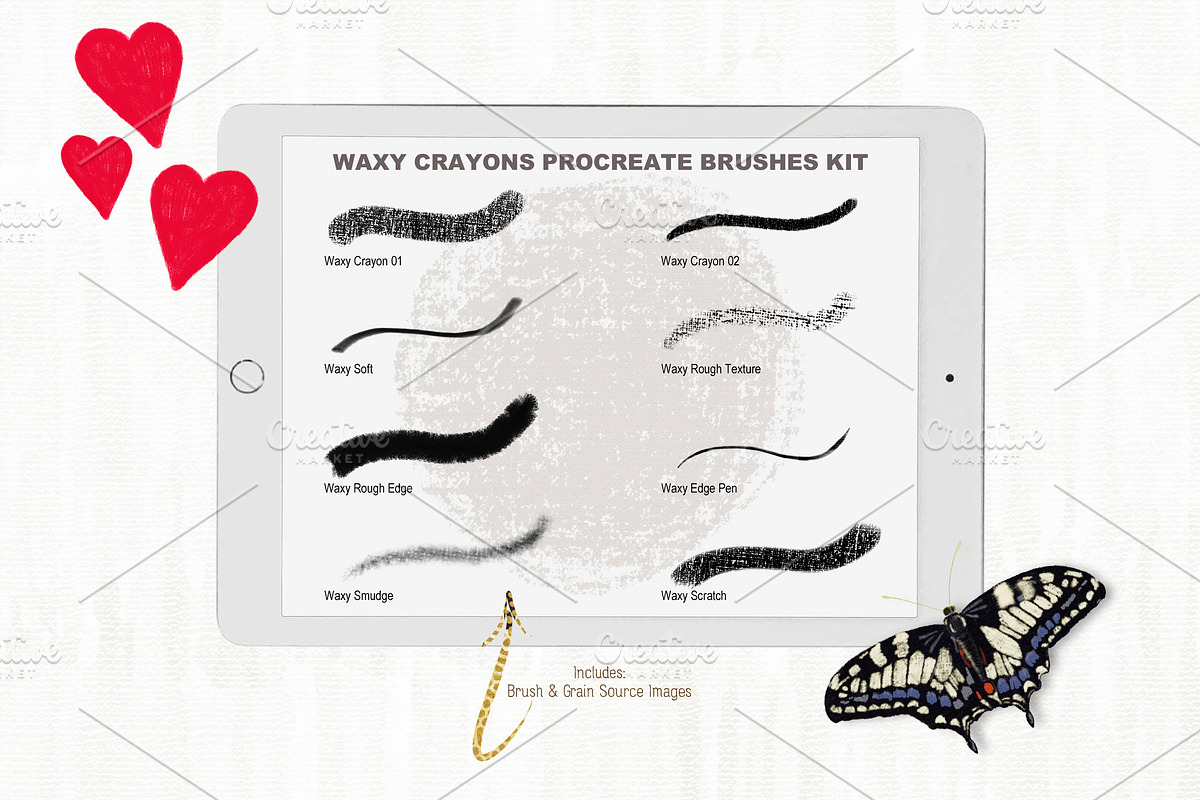 Waxy Crayons Procreate Brushes Kit, a Brush Add-On by White Lane Studio (Photo 3 of 9)