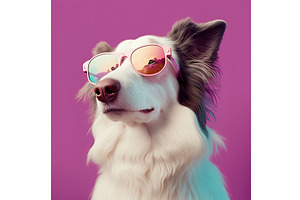 Fashion Dog In Sunglasses, Pink