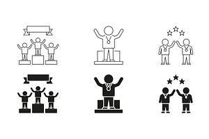 Winners And Medalists Icons, an Object Illustration by Gentle Studio