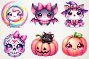 Kawaii Blush Halloween Stickers Pngs, an Illustration by RobertsArt (Thumbnail 5 of 7)