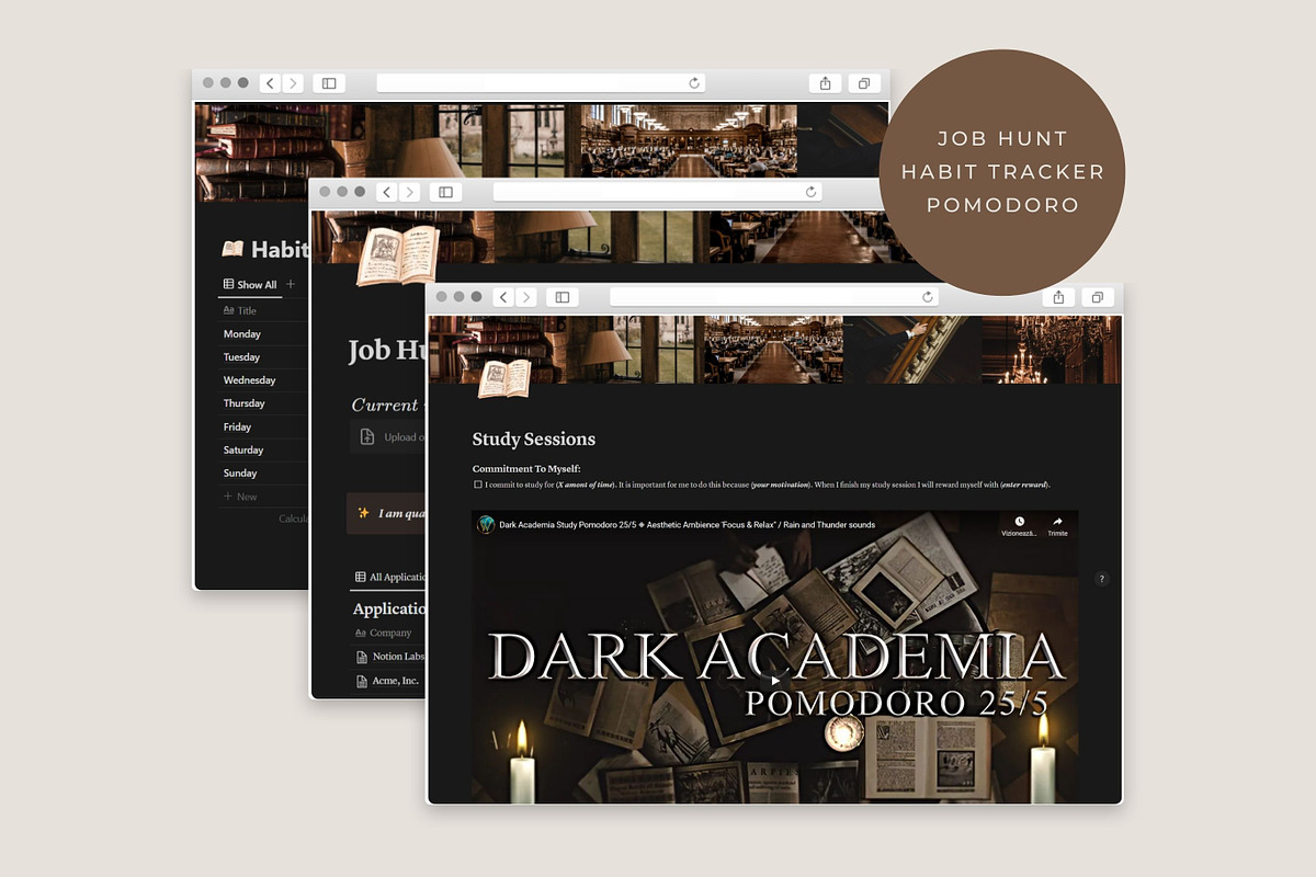 Notion Template Dark Academia, a Templates & Theme by AestheticOrganizer (Photo 6 of 9)